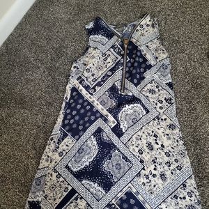Blue and white paisley sundress